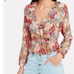 INTERMIX Emanuelle Floral Wrap Top